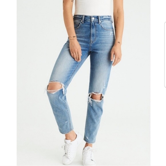 American Eagle Outfitters Denim - American Eagle Distressed High Rise Mom Jeans 0
